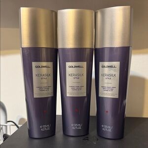 Lot of 3x Goldwell Kerasilk Style Forming Shape Spray - Silver and Purple